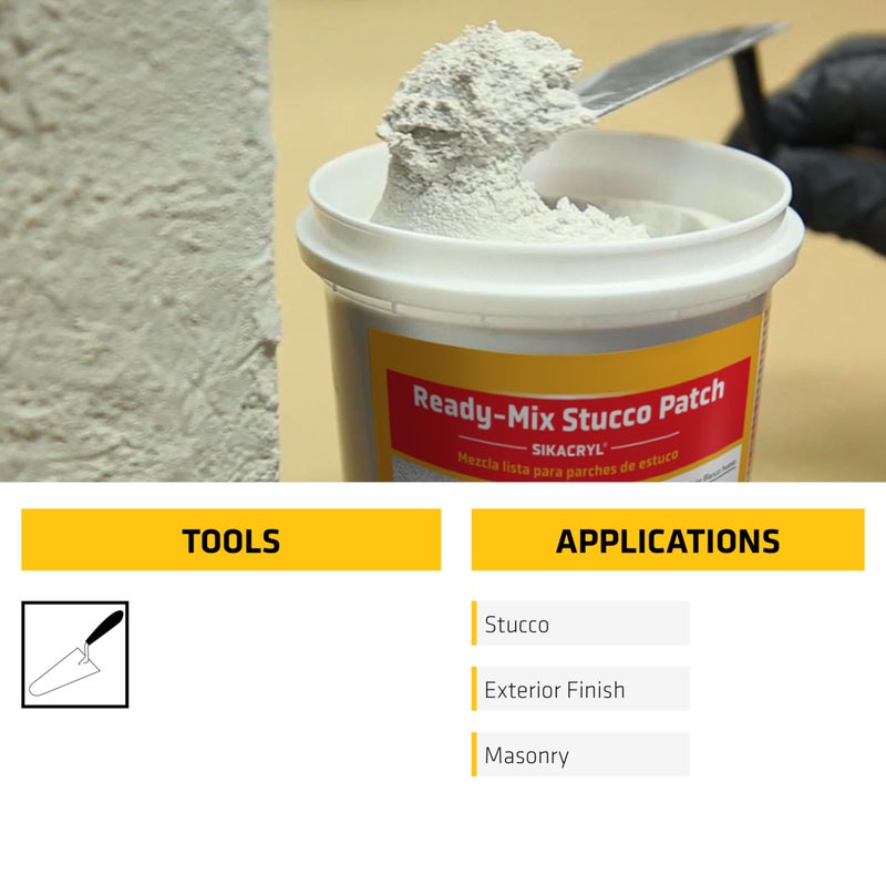 SIKA Sikacryl Stucco Repair, White, 1-Qt, Ready-Mix Stucco Patch for Large Cracks and Spalls, Acrylic-Based, Interior/Exterior, Textured, Moisture-Resistant - Image 5